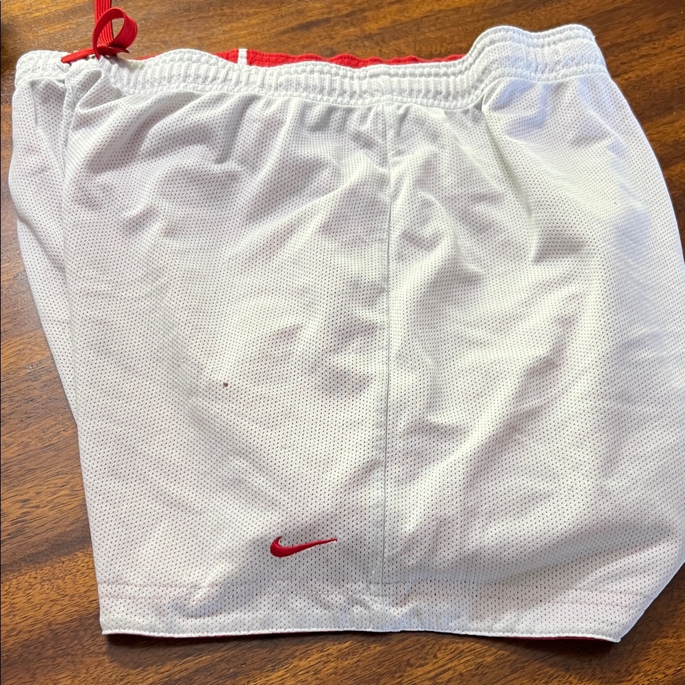 Nike White and Red Athletic Shorts
